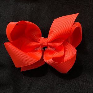 Neon Orange 4" Boutique Bow (2) 4B2148 Handmade NWT Boutique